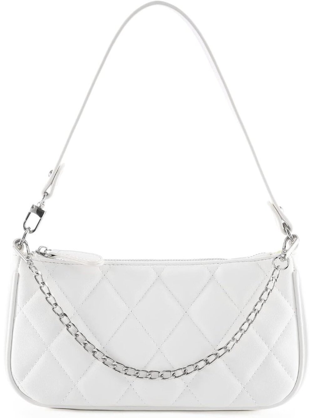 Women’s White Crocodile Pattern Shoulder Bag Chain Handbag Clutch Purse